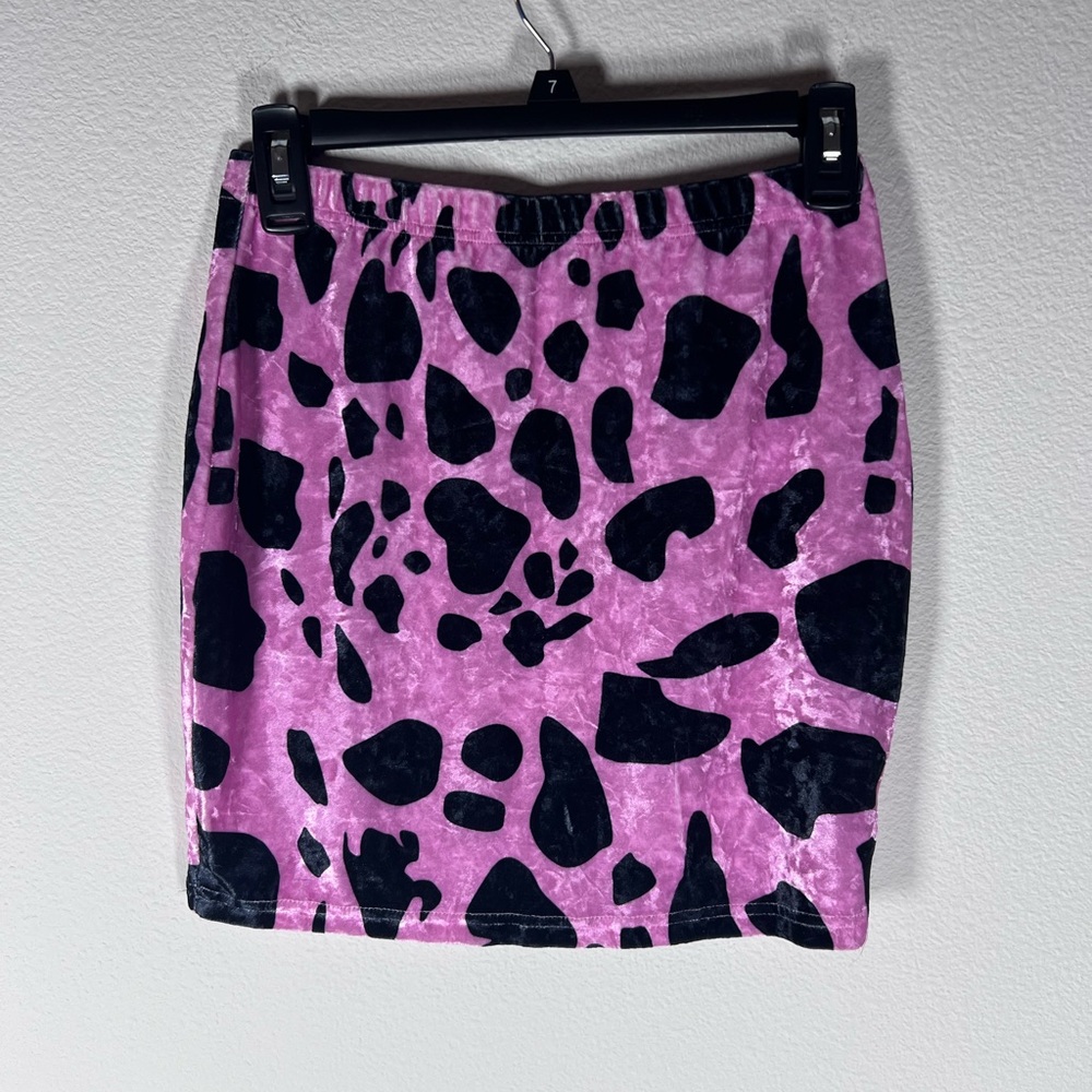 SHEIN Pink and Black Cow Print Skirt Size S